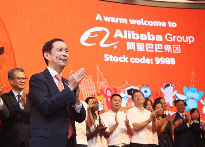 Alibaba shares soar in landmark Hong Kong trading debut
