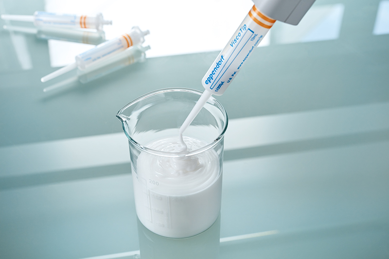 Eppendorf’s ViscoTip is recommended for processing thick liquids like conditioners and toothpastes
