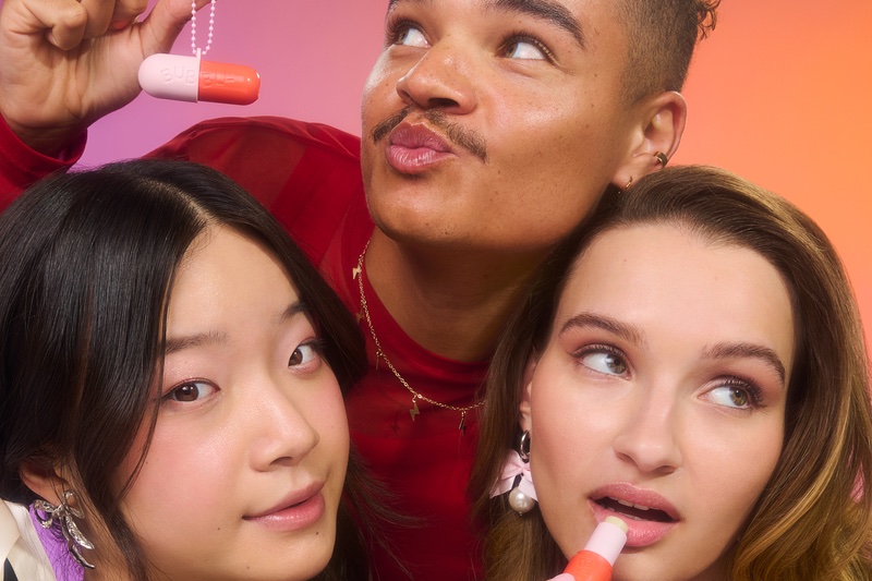 Bubble’s take on the trend builds colour-matched ball bead keychains into the lids of its Tell All lip balms