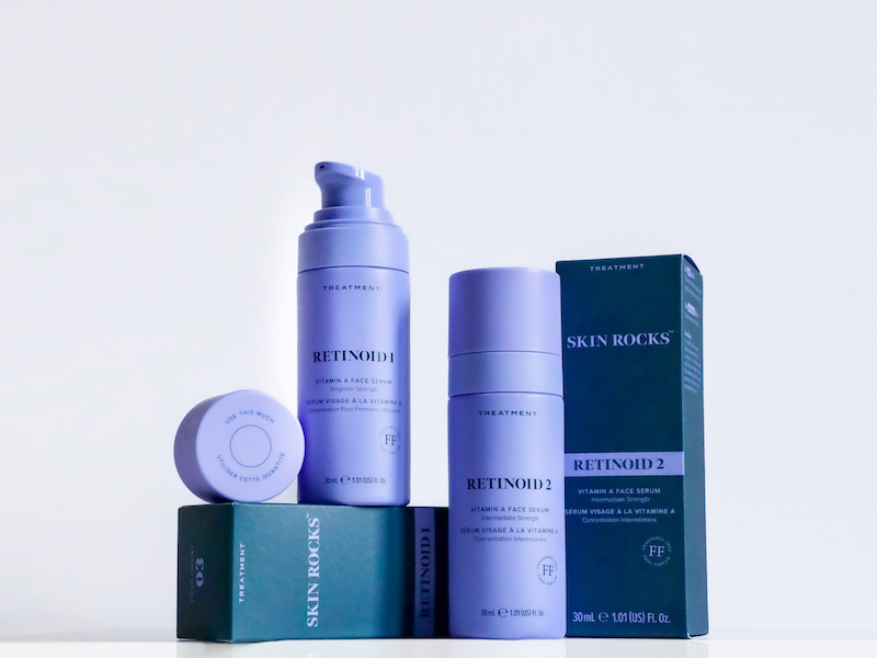 The new products from Skin Rocks are housed in ‘pumpernickel blue’ packaging made from glass