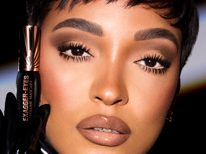 Jourdan Dunn wearing Charlotte Tilbury's Exagger-Eyes Volume Mascara