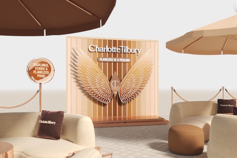 A design mock-up of what Charlotte Tilbury's Café Airbush pop-up will look like