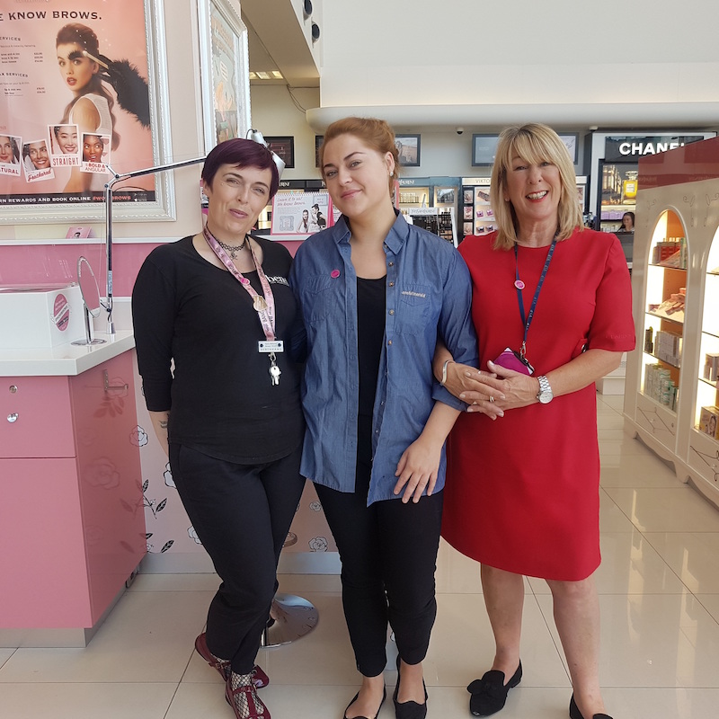 Trained beauty hall colleagues will wear pink LGFB badges