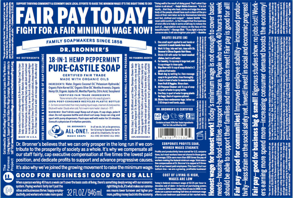 Dr. Bronner's supports fair pay with special packaging