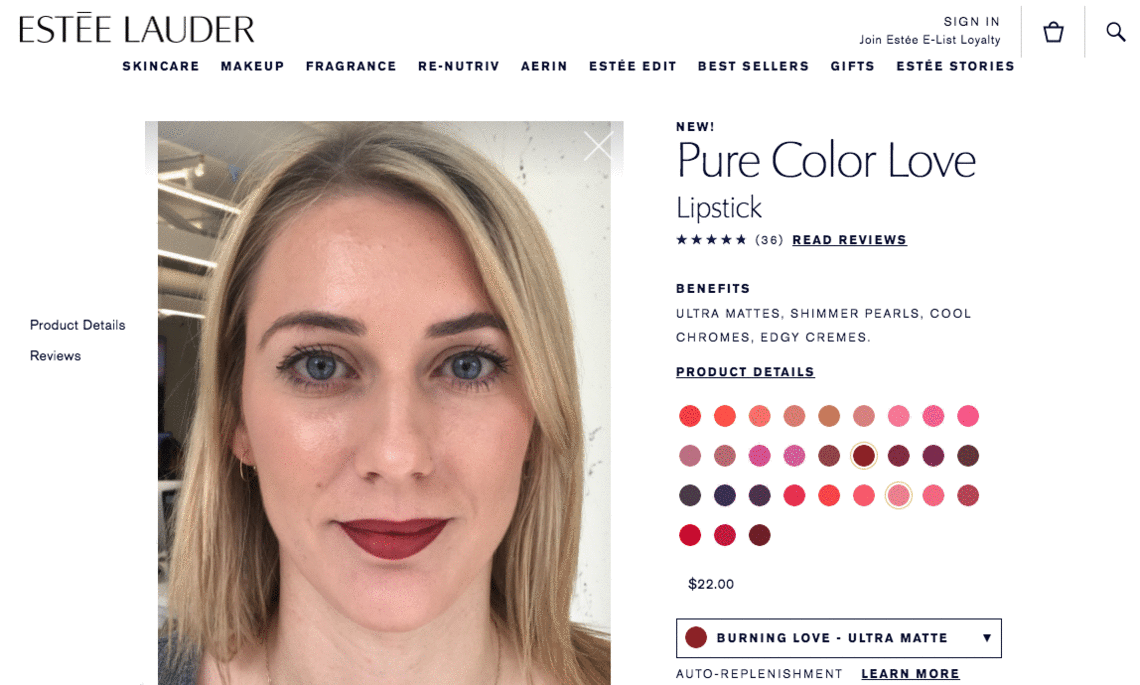 Estée Lauder's new website bets on augmented reality