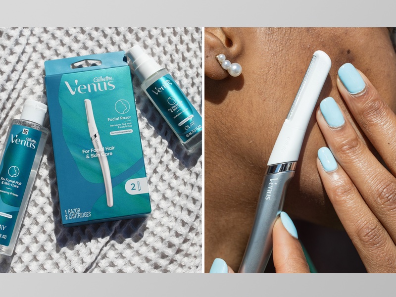 The Venus for Facial Hair & Skin Care Collection comprises a  Cleansing Primer, Dermaplaning Razor and Hydrating Serum