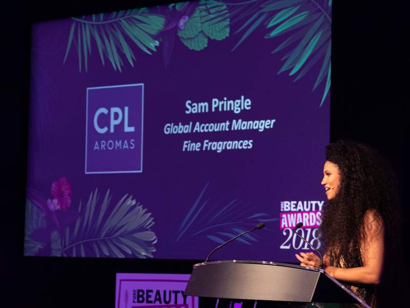 Host Vick Hope welcoming CPL sponsor to announce the 2018 fragrance winners