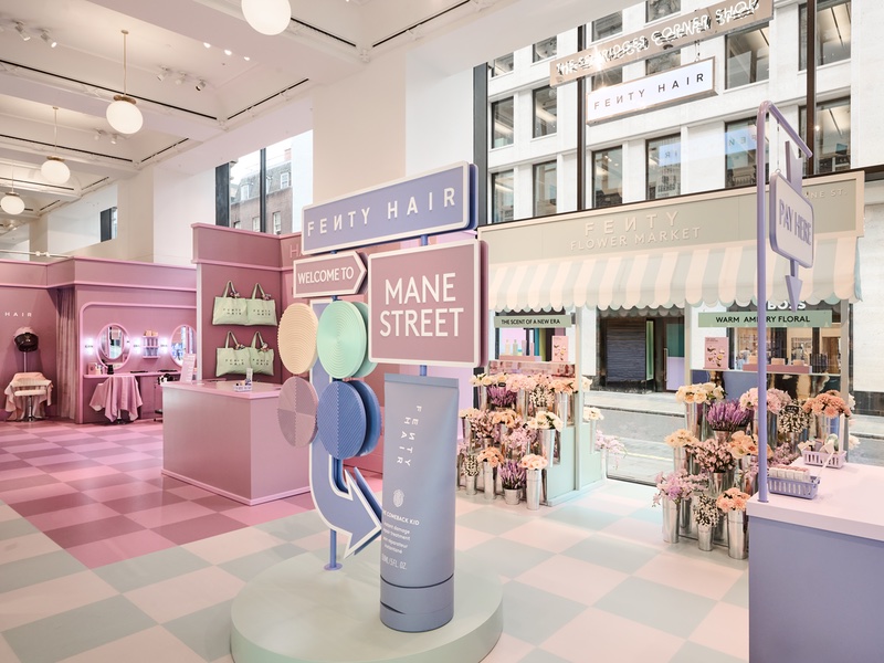 Fenty Hair's activation is situated in Selfridges Corner Shop