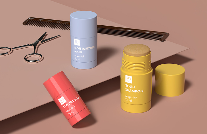 Stick containers for solid hair care products 
