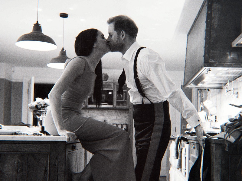 An intimate moment between Markle and Prince Harry in the documentary (Credit: Prince Harry and Meghan, The Duke and Duchess of Sussex)