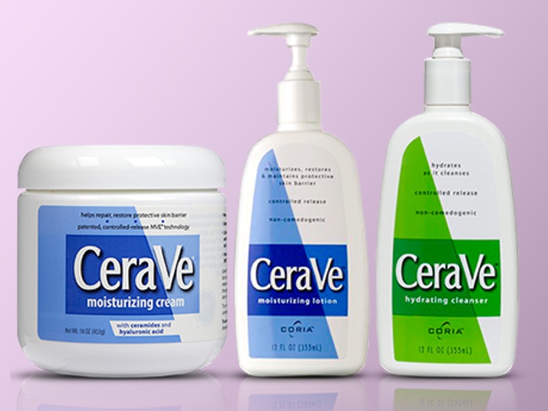 A vintage packshot of CeraVe's original product line-up