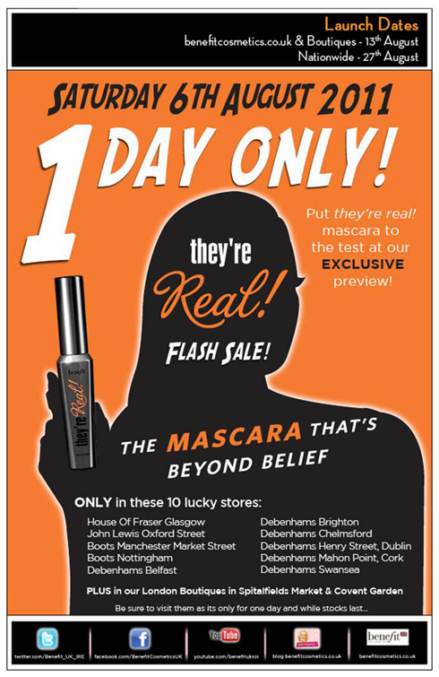 Benefit’s They’re Real! to be sold in Flash Sale on 6 August
