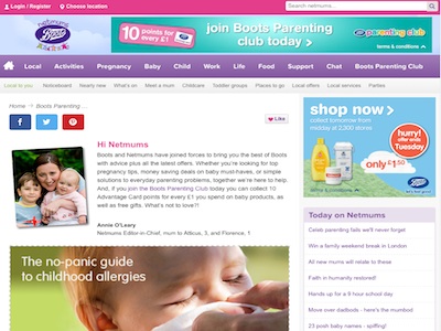 Boots partners with Netmums website 