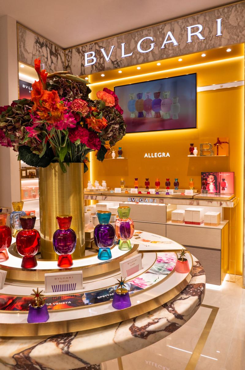 Shoppers can browse Bulgari's Allegra and Le Gemme fragrance collections