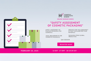 Cosmetics Consultants Europe to host ‘Safety Assessment of Cosmetic Packaging’ Seminar