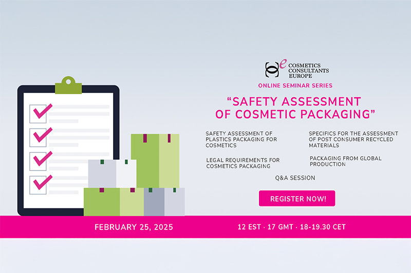 Cosmetics Consultants Europe to host ‘Safety Assessment of Cosmetic Packaging’ Seminar