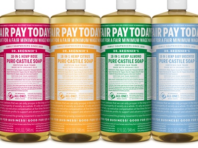 Dr. Bronner's supports fair pay with special packaging