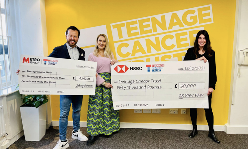 Dr.PAWPAW donates £50,000 to its official 2020/2021 charity partner, Teenage Cancer Trust