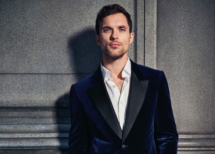 Ed Skrein plays the Bad Boy in Carolina Herrera's campaign with Karlie Kloss
