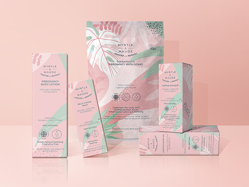 Falconer collaborates with Myrtle and Maude to create stand-out cartons for new skin care range