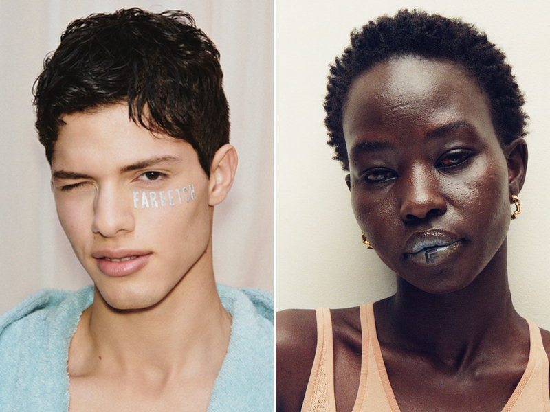 Beauty model shots via Farfetch 