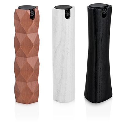 Geometric wooden purse spray: Packaging as a work of art