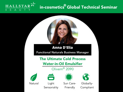 Hallstar Beauty will be showcasing several of its newest innnovations at in-cosmetics Global in Paris