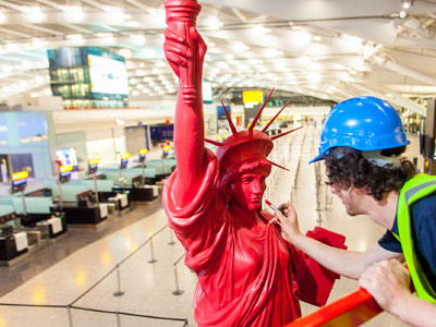Heathrow's 'Statue of Liperty' takes centre stage