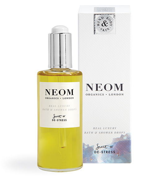 Hydrate the skin with Neom bath and shower drops