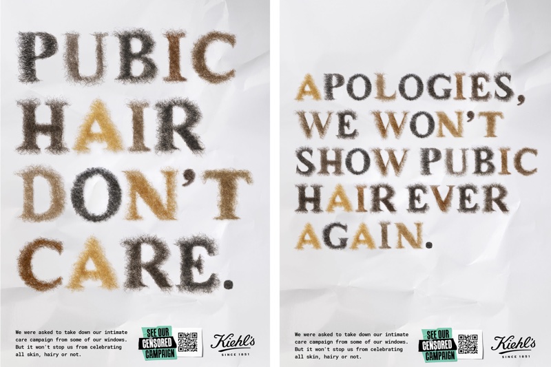 Kiehl’s responds to intimate care ad censorship with ‘pubic hair’ font