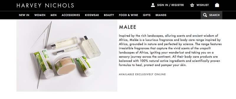 Malée Natural Science partners with Harvey Nichols 