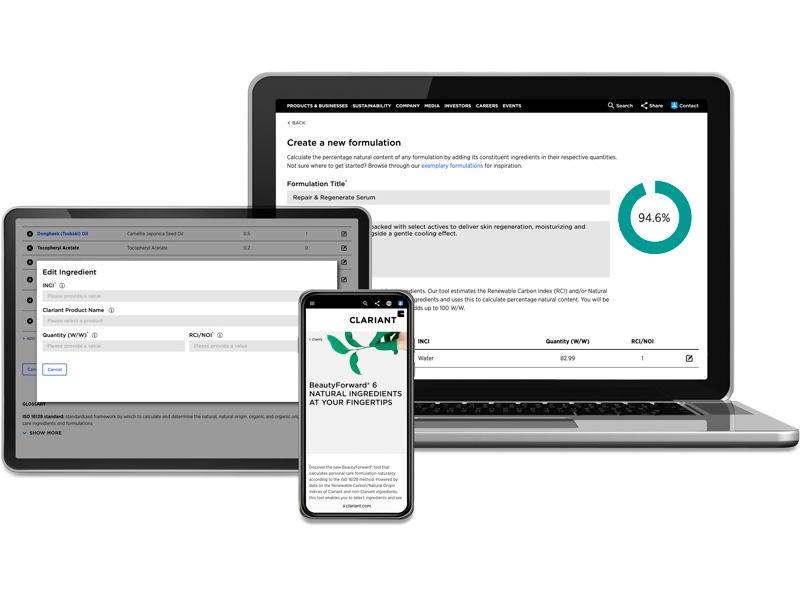 New Clariant tool calculates naturality of formulations 
