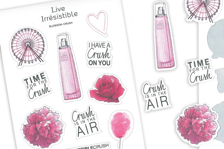Parfums Givenchy calls on Carestia for Live Irrésistible Bloom Crush scented stickers