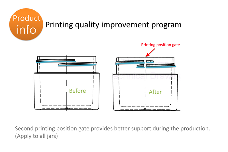 Product update notification: Printing position gate on PET heavy wall jars
