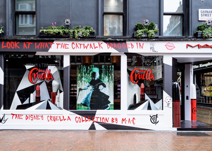 Puppies beware! MAC’s Carnaby Street flagship celebrates the release of Disney’s Cruella
