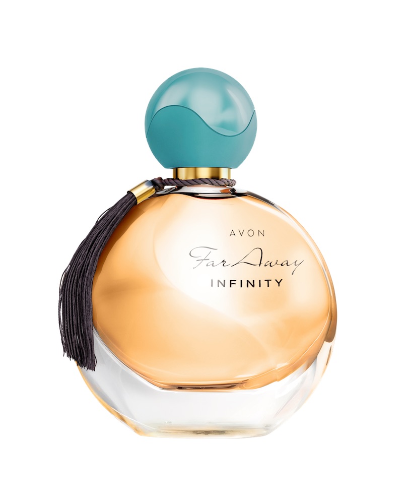 Seram adorns Avon's Far Away fragrance with silky tassel