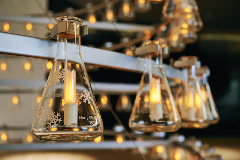 Shiseido lights up Christmas tree made of glass flasks in Japan