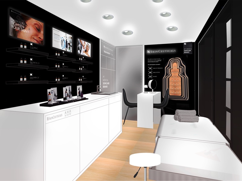 Inside SkinCeuticals treatment truck which is hitting the road