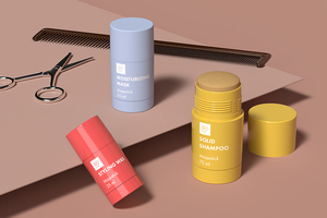 Stick containers for solid hair care products 