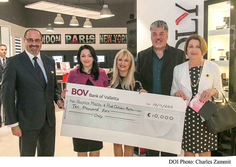 (L-R) Andy Gatesy CEO, Julia Farrugia -Parliamentary Secretary , Dorien Bianco CMO, Ivan Grech Marigold, Maria Gatt Hospice