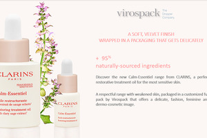 Virospack houses Calm-Essentiel range from Clarins in custom matte pink packaging