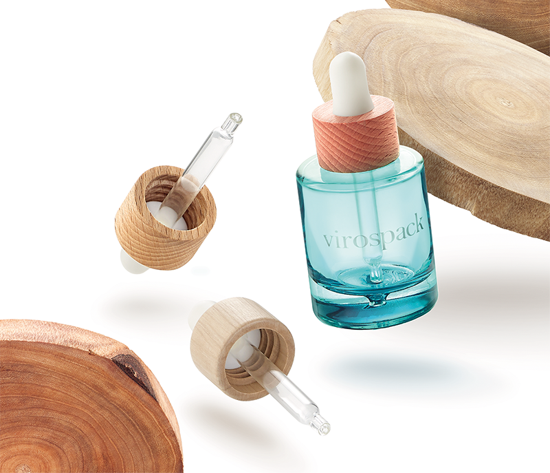 Virospack presents the first 100% natural wood dropper cap