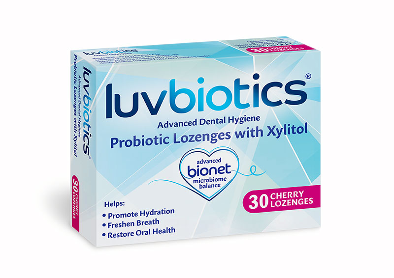 Luv Biotics' dental lozenges contain probiotics to promote the growth of beneficial bacteria